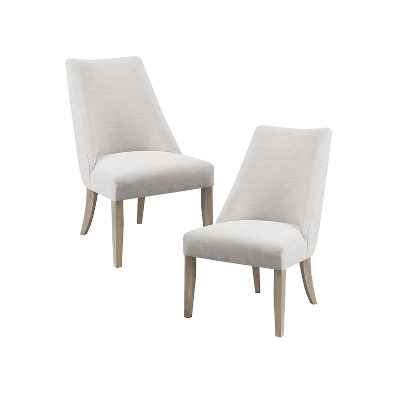 Farmhouse Upholstered Dining Chairs with Solid Wood Legs, Set of 2