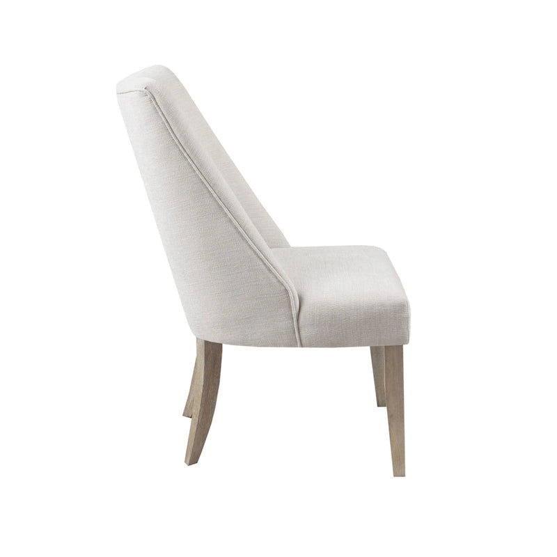Farmhouse Upholstered Dining Chairs with Solid Wood Legs, Set of 2