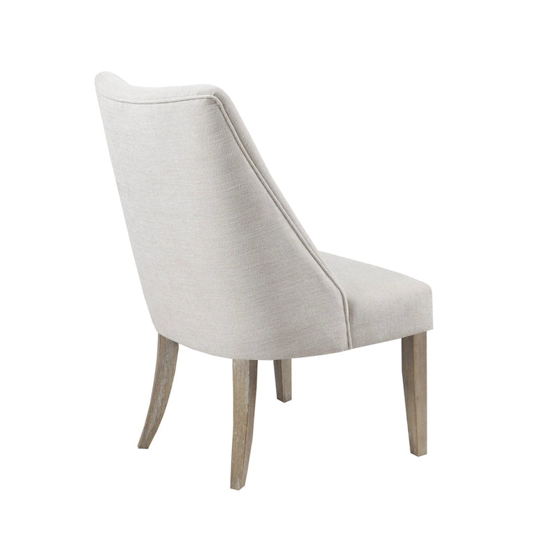 Farmhouse Upholstered Dining Chairs with Solid Wood Legs, Set of 2