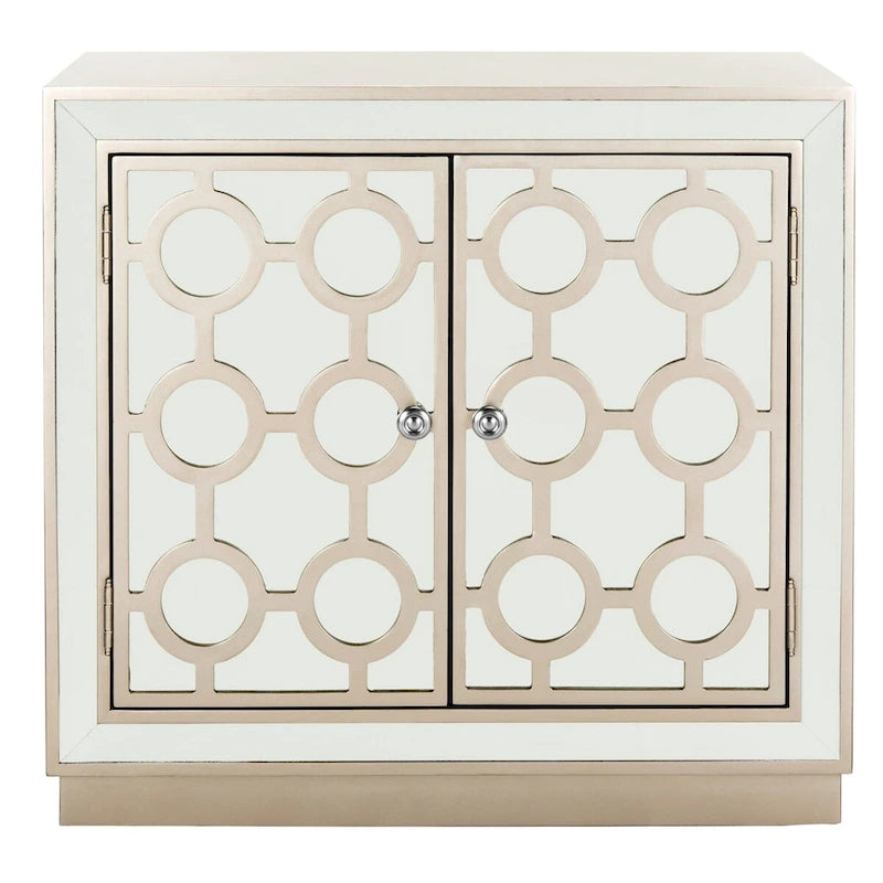 Art Deco Mirrored 2-Door Storage Chest, 32"W x 16"D x 29"H