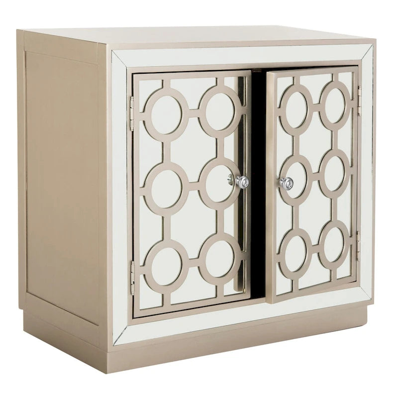 Art Deco Mirrored 2-Door Storage Chest, 32"W x 16"D x 29"H