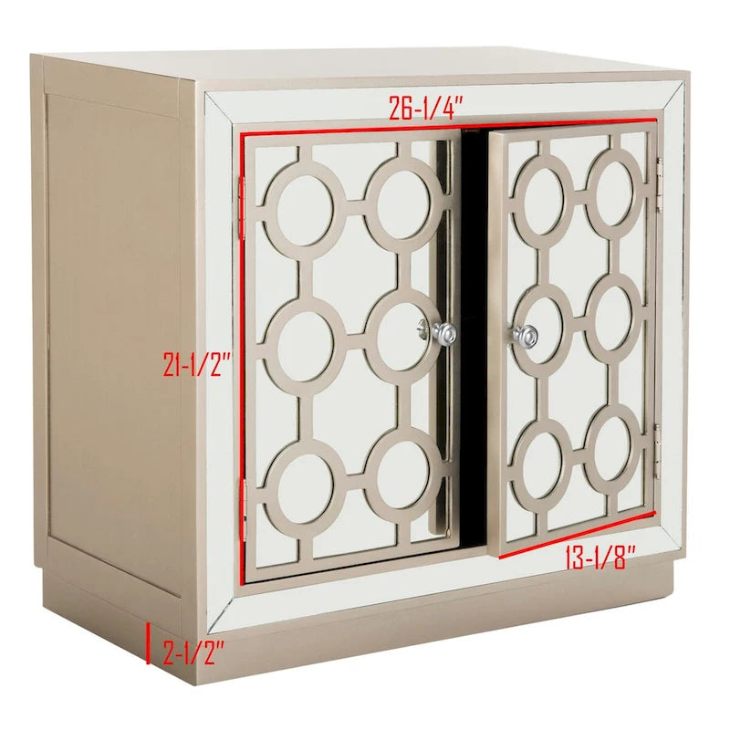 Art Deco Mirrored 2-Door Storage Chest, 32"W x 16"D x 29"H