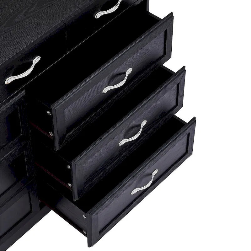 9-Drawer Wide Dresser with Farmhouse Barn Door Handles - 47.56" Wide