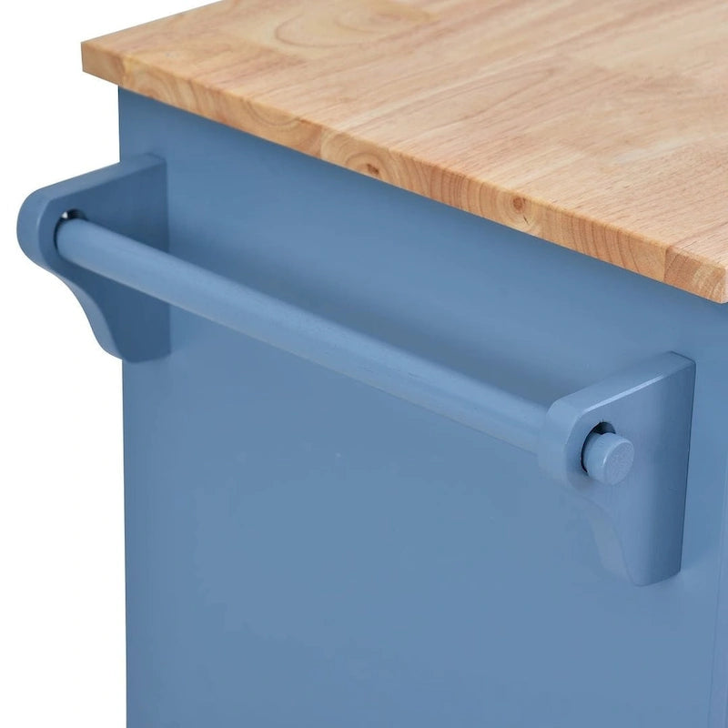 53-Inch Rolling Kitchen Island Cart with 5 Drawers and Adjustable Shelves