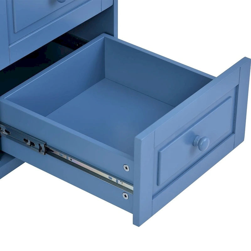 53-Inch Rolling Kitchen Island Cart with 5 Drawers and Adjustable Shelves