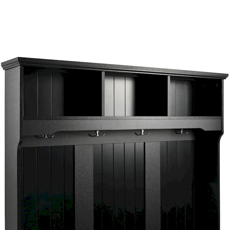 5-in-1 Hall Tree with Shutter Doors, Storage Bench, Coat Rack and 4 Hooks - 47.2" Wide