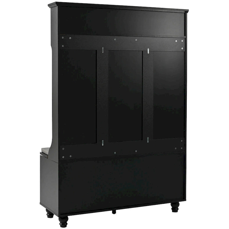 5-in-1 Hall Tree with Shutter Doors, Storage Bench, Coat Rack and 4 Hooks - 47.2" Wide