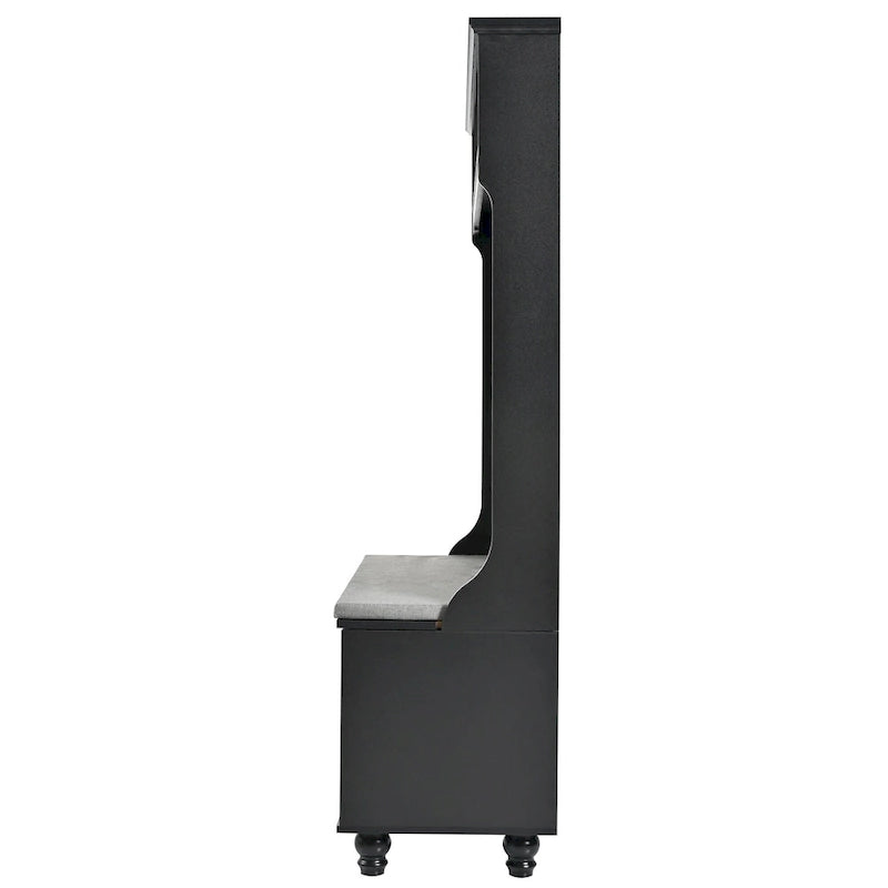 5-in-1 Hall Tree with Shutter Doors, Storage Bench, Coat Rack and 4 Hooks - 47.2" Wide