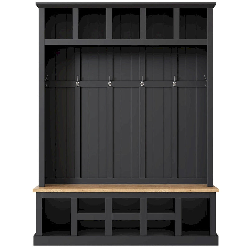 Hall Tree with Shoe Cubbies, Coat Rack and Storage Bench