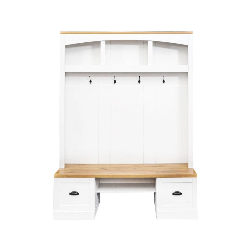 Hall Tree with Shoe Cubbies, Coat Rack and Storage Bench