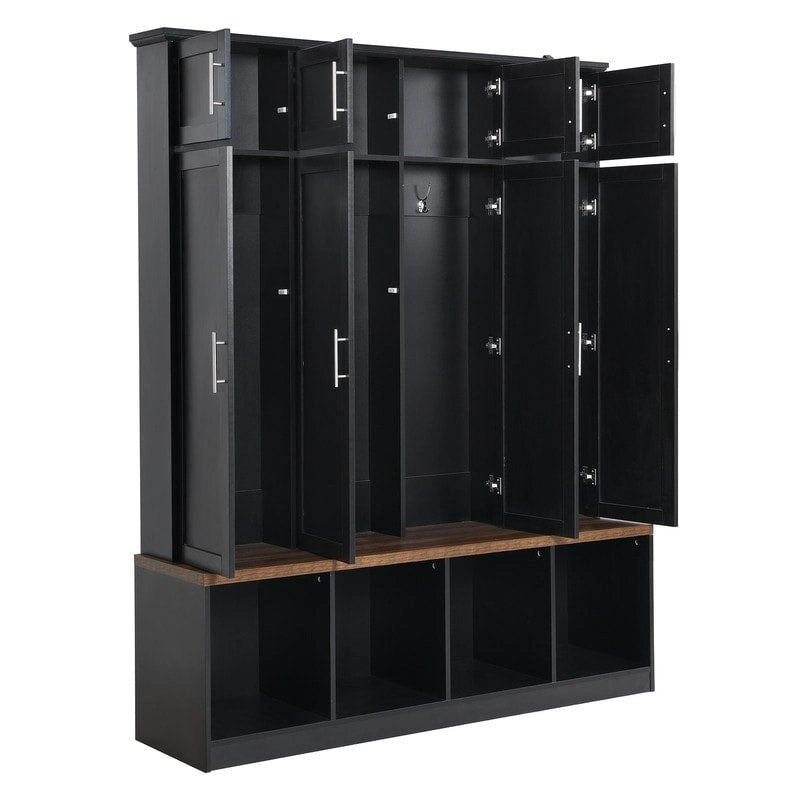 Hall Tree with Shoe Cubbies, Coat Rack and Storage Bench