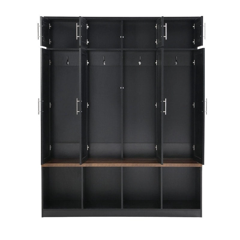 Hall Tree with Shoe Cubbies, Coat Rack and Storage Bench