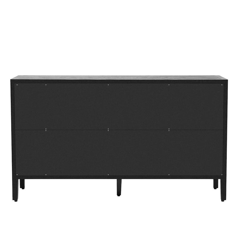 34 Inch Tall 3-Door Accent Cabinet with Glass Doors and Adjustable Shelf