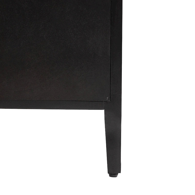 34 Inch Tall 3-Door Accent Cabinet with Glass Doors and Adjustable Shelf