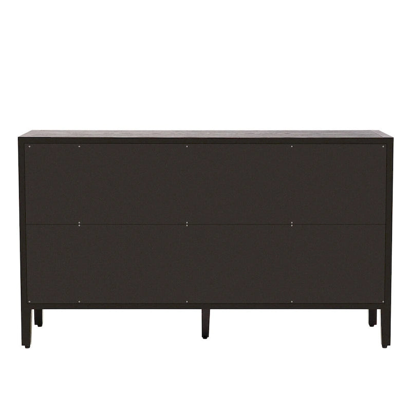 34 Inch Tall 3-Door Accent Cabinet with Glass Doors and Adjustable Shelf