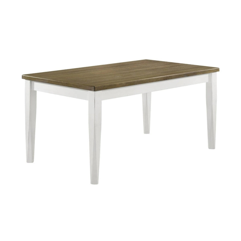 Farmhouse Rectangular Dining Table - Brown Brushed Top and Off-White Base
