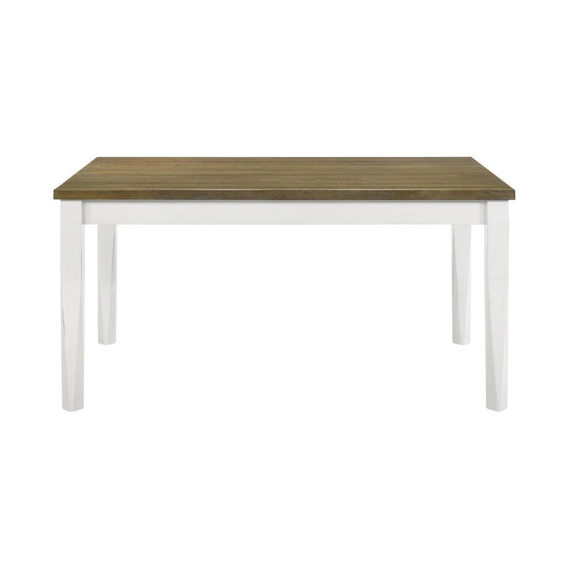 Farmhouse Rectangular Dining Table - Brown Brushed Top and Off-White Base