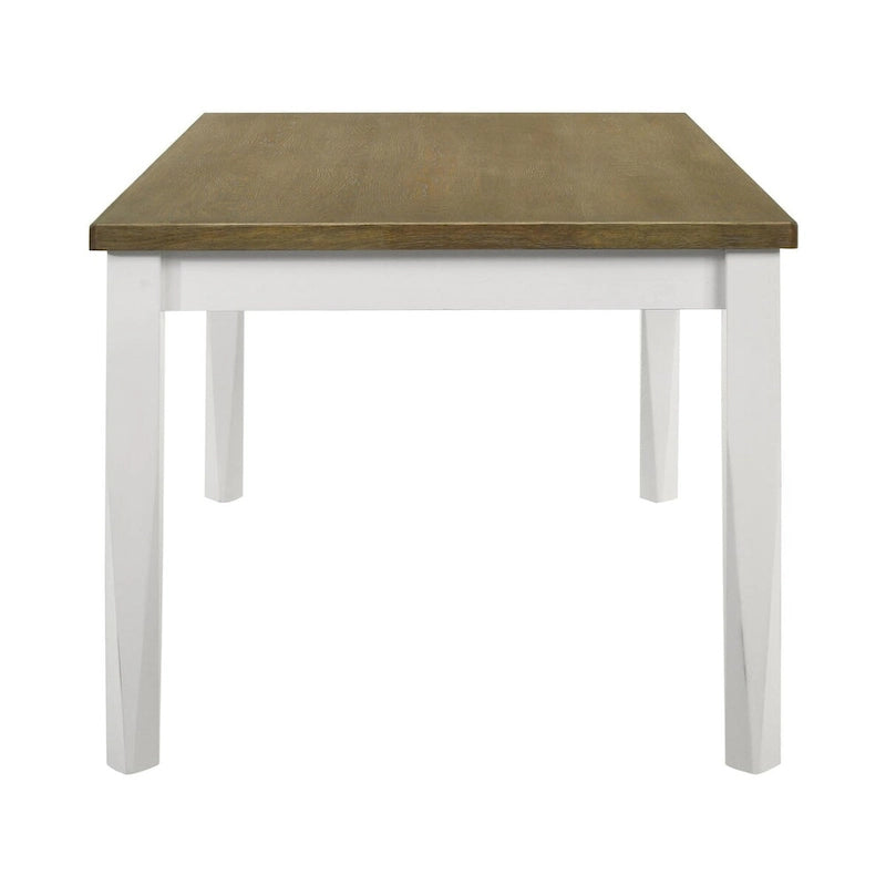Farmhouse Rectangular Dining Table - Brown Brushed Top and Off-White Base