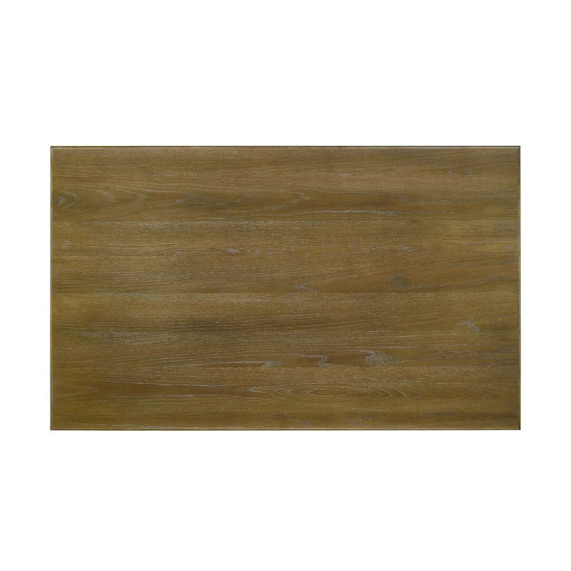 Farmhouse Rectangular Dining Table - Brown Brushed Top and Off-White Base