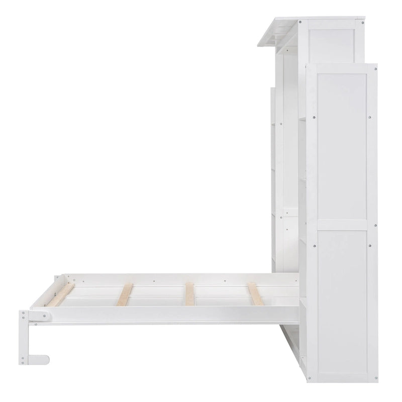 Queen/Full Size Fold-Away Murphy Wall Bed with Side Shelves