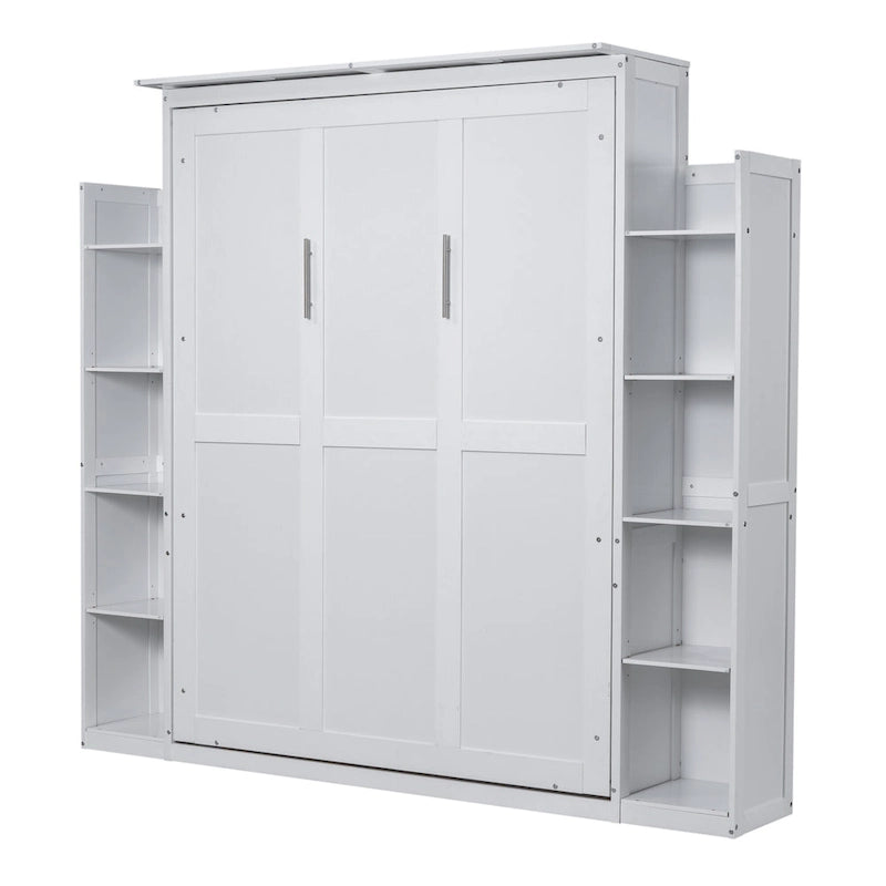 Queen/Full Size Fold-Away Murphy Wall Bed with Side Shelves