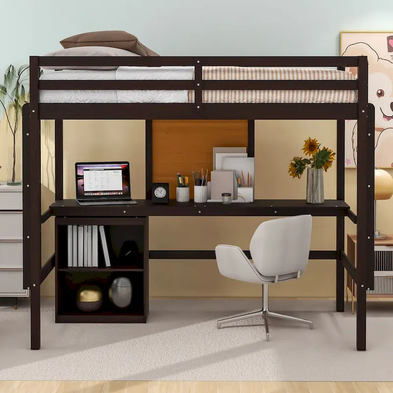 Twin Loft Bed with Desk for Kids