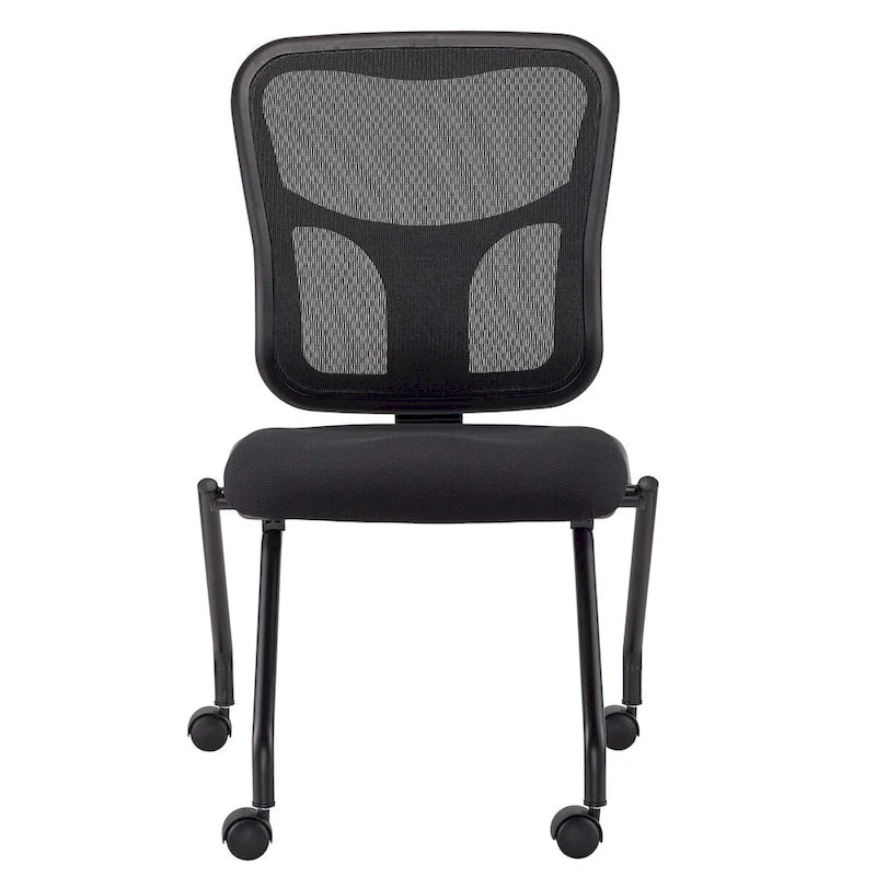 Folding Chairs with Mesh Back and Fabric Seat, Set of 2