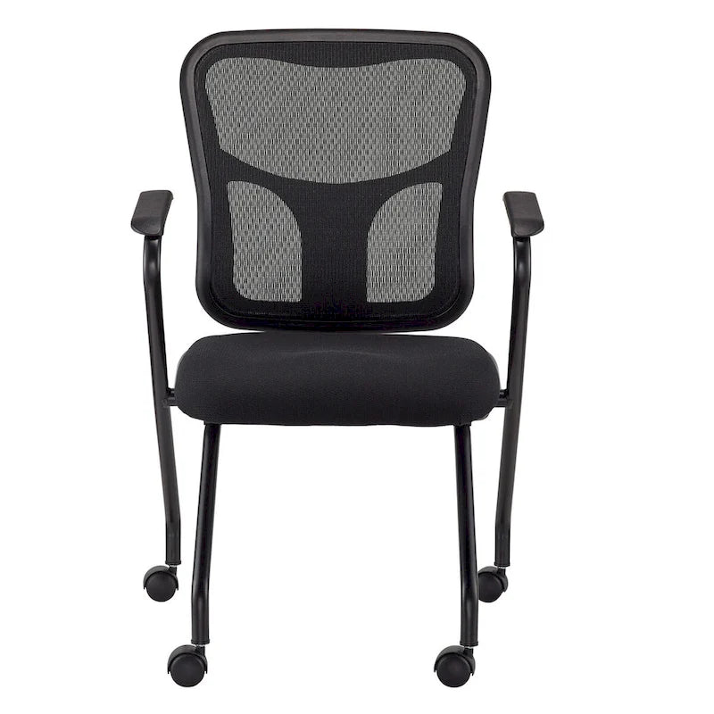 Folding Chairs with Mesh Back and Fabric Seat, Set of 2