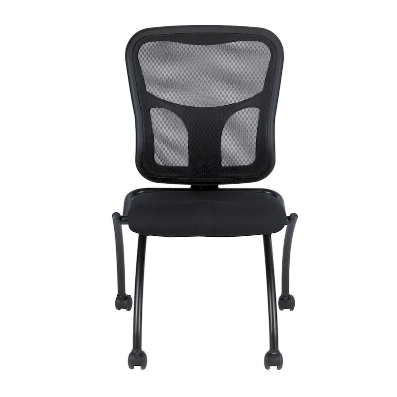 Folding Chairs with Mesh Back and Fabric Seat, Set of 2
