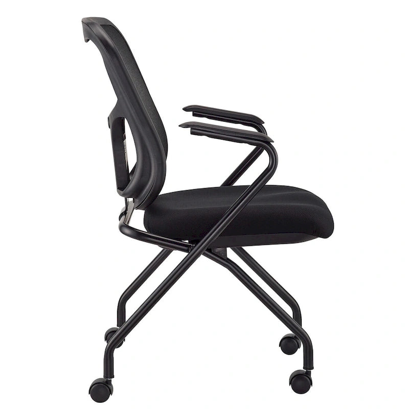 Folding Chairs with Mesh Back and Fabric Seat, Set of 2