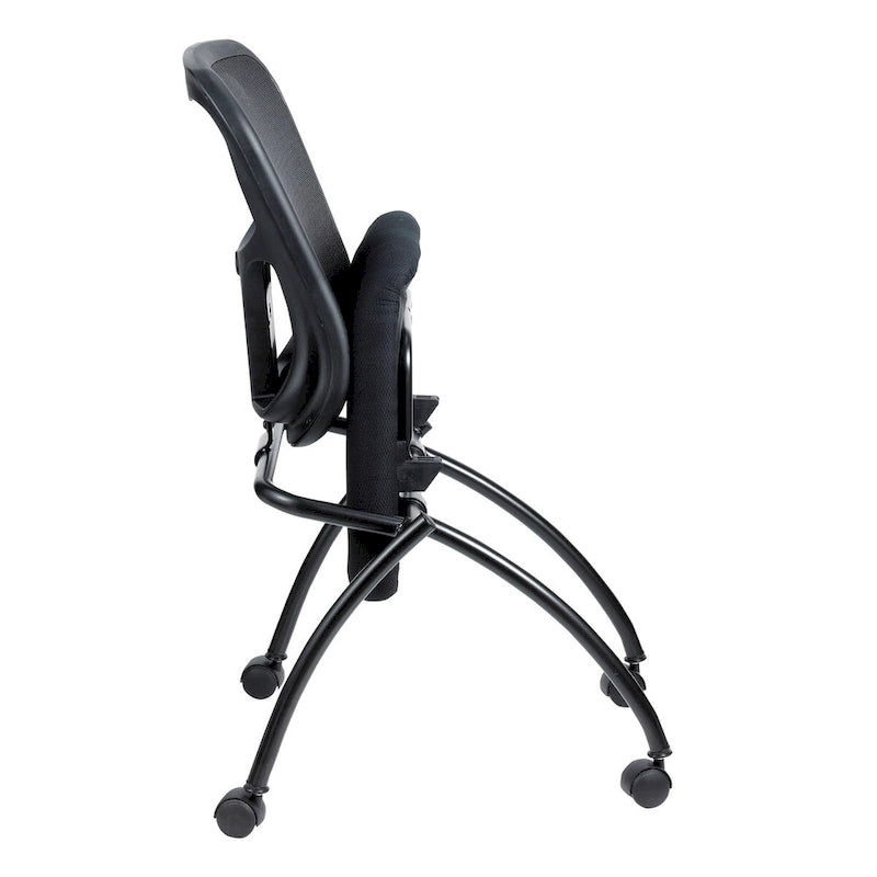 Folding Chairs with Mesh Back and Fabric Seat, Set of 2