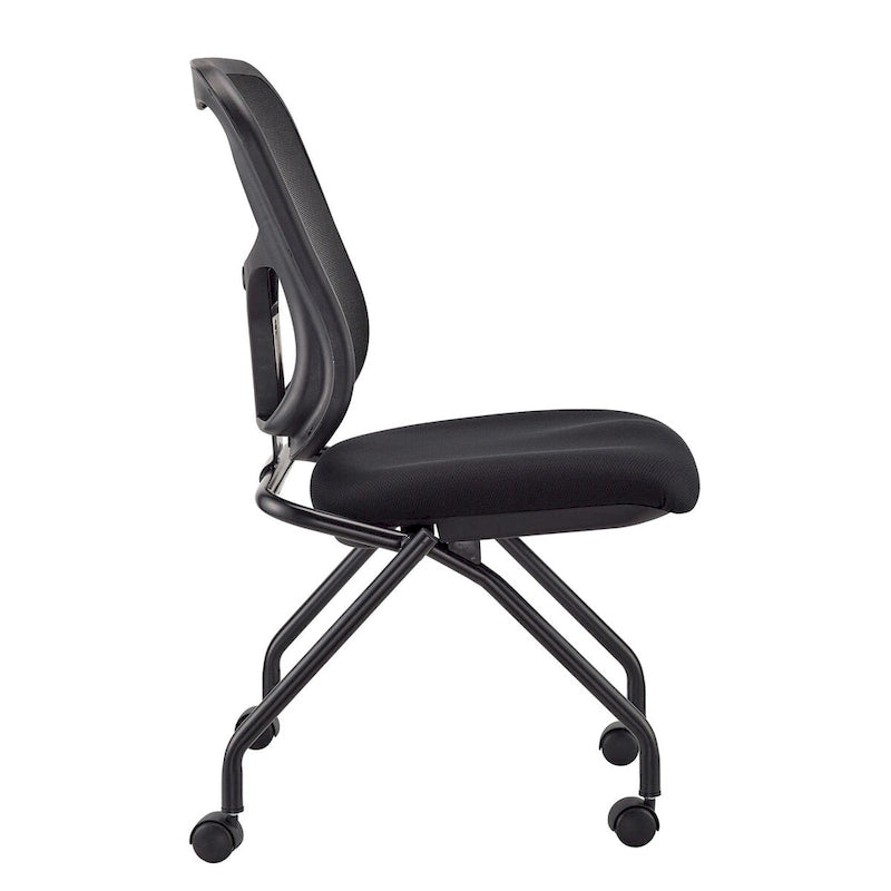 Folding Chairs with Mesh Back and Fabric Seat, Set of 2