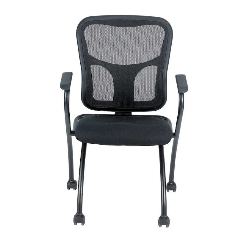 Folding Chairs with Mesh Back and Fabric Seat, Set of 2