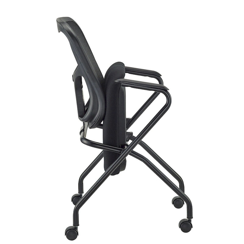 Folding Chairs with Mesh Back and Fabric Seat, Set of 2