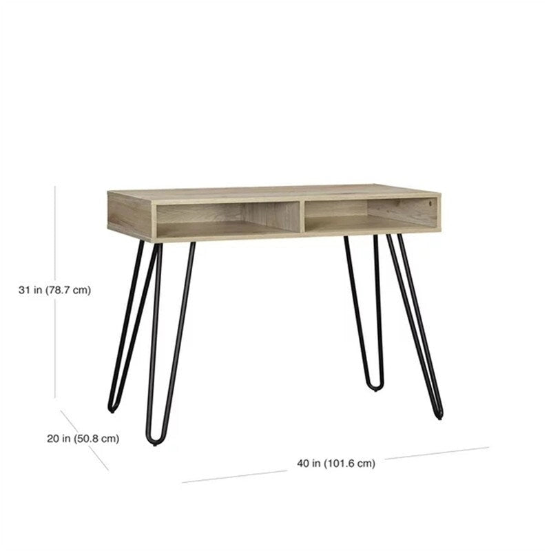 Hairpin Writing Desk with Open Storage Compartment