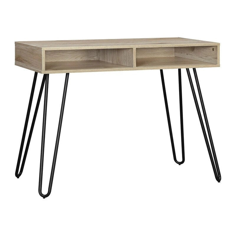 Hairpin Writing Desk with Open Storage Compartment