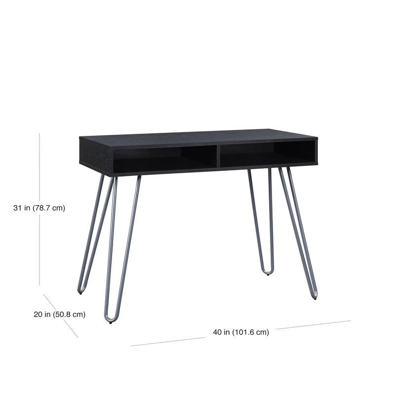 Hairpin Writing Desk with Open Storage Compartment