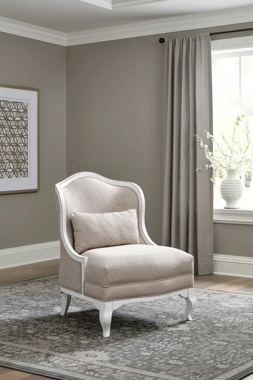 Magnolia Manor Antique White Upholstered Accent Chair