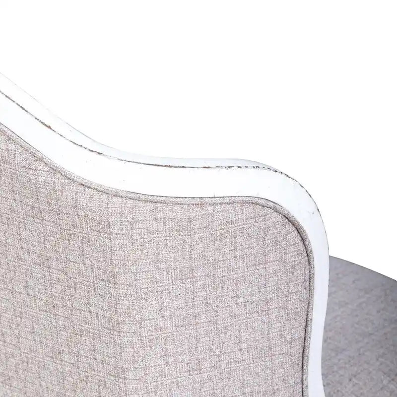 French Country Upholstered Accent Chair in Antique White with Bolster Pillow