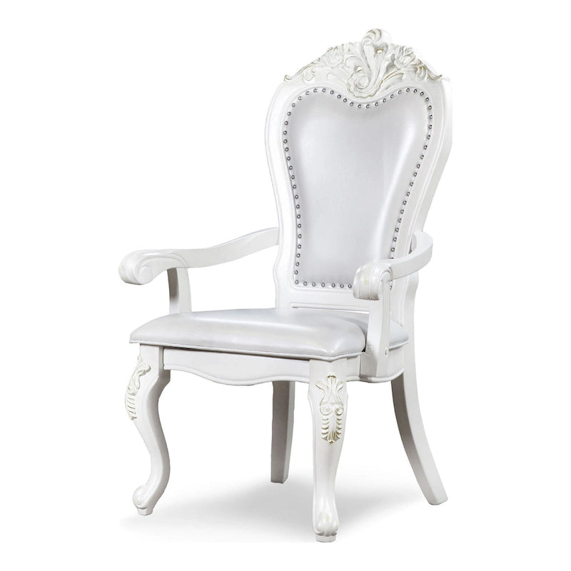 Traditional Solid Wood Dining Arm Chairs with Nailhead Trim, Set of 2