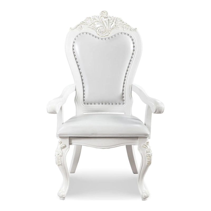 Traditional Solid Wood Dining Arm Chairs with Nailhead Trim, Set of 2