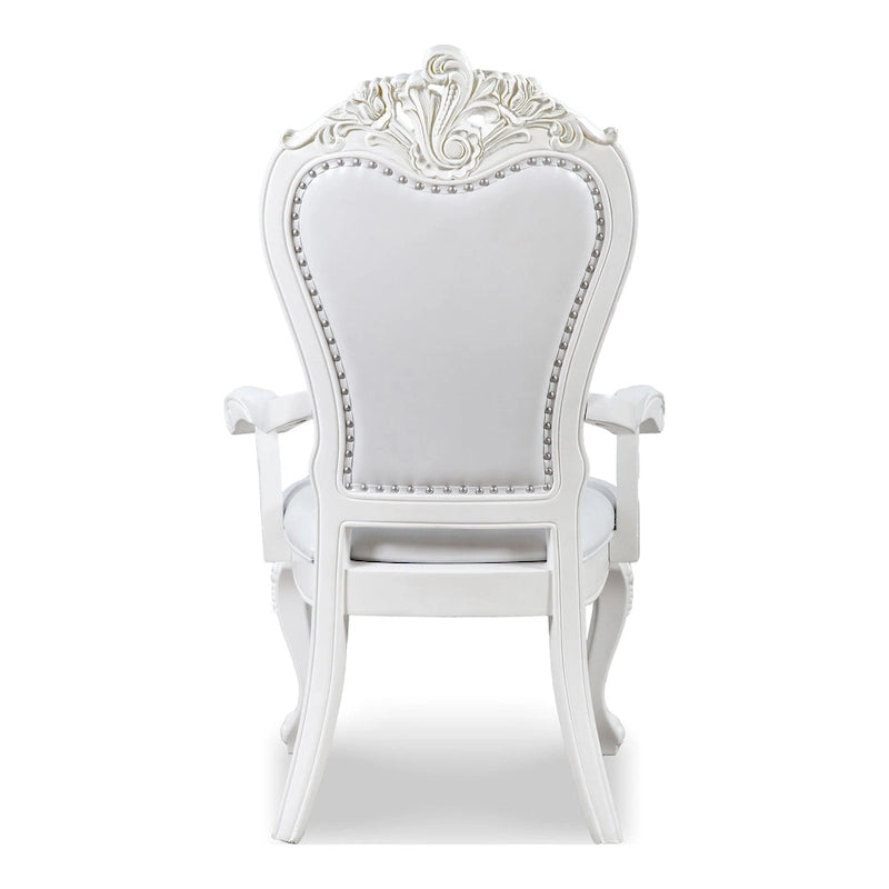 Traditional Solid Wood Dining Arm Chairs with Nailhead Trim, Set of 2