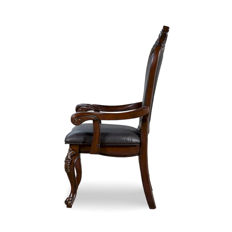 Traditional Solid Wood Dining Arm Chairs with Nailhead Trim, Set of 2