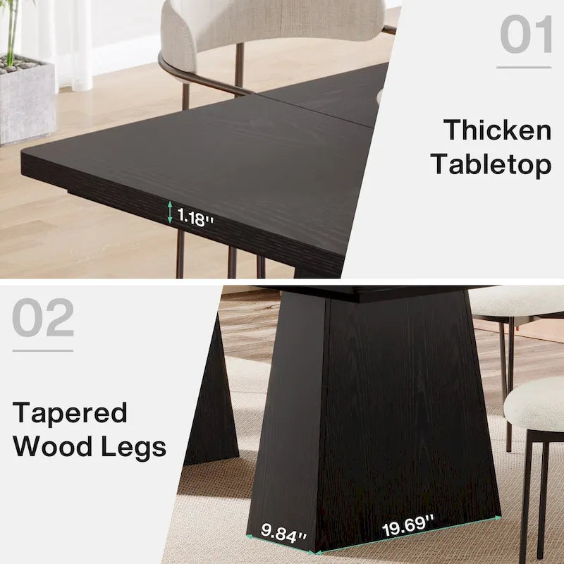 63-Inch Modern Rectangular Dining Table for 4-6 People