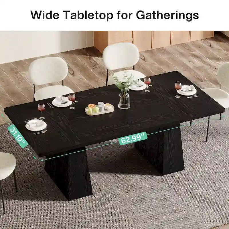 63-Inch Modern Rectangular Dining Table for 4-6 People