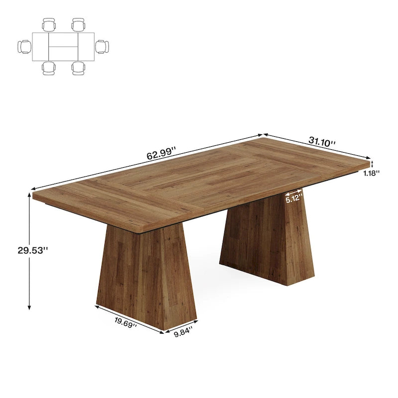 63-Inch Modern Rectangular Dining Table for 4-6 People