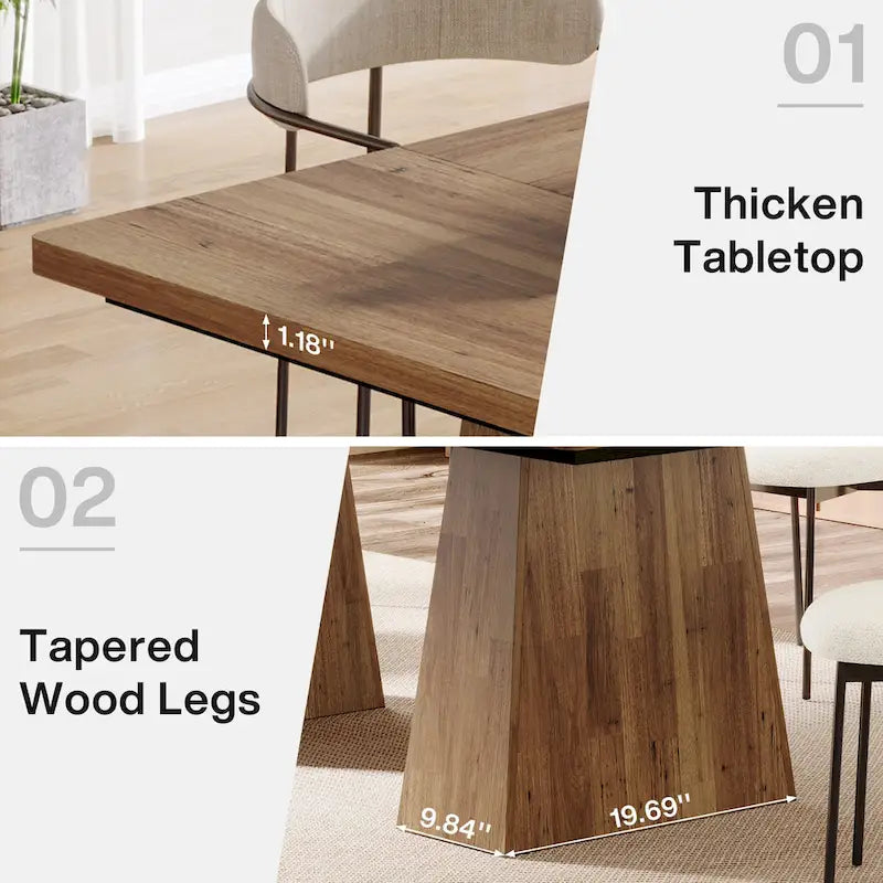 63-Inch Modern Rectangular Dining Table for 4-6 People