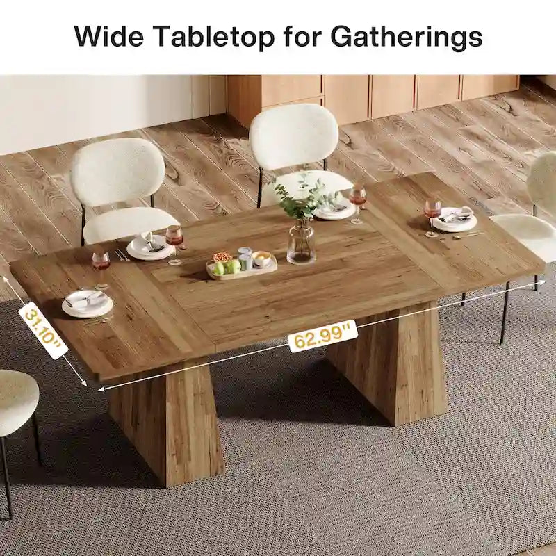 63-Inch Modern Rectangular Dining Table for 4-6 People