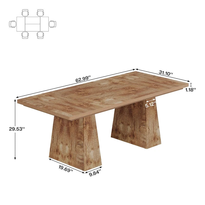63-Inch Modern Rectangular Dining Table for 4-6 People