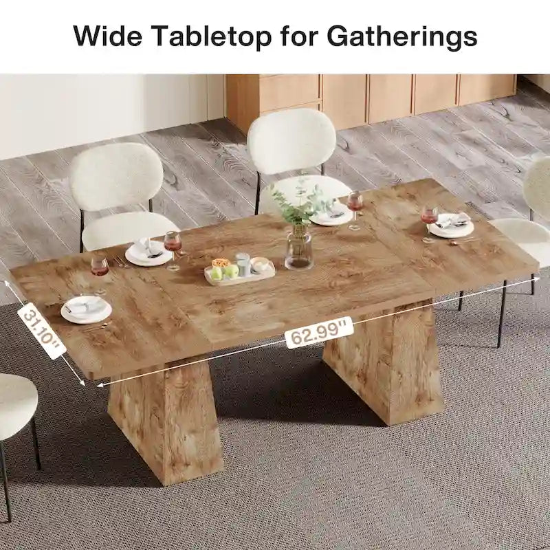 63-Inch Modern Rectangular Dining Table for 4-6 People
